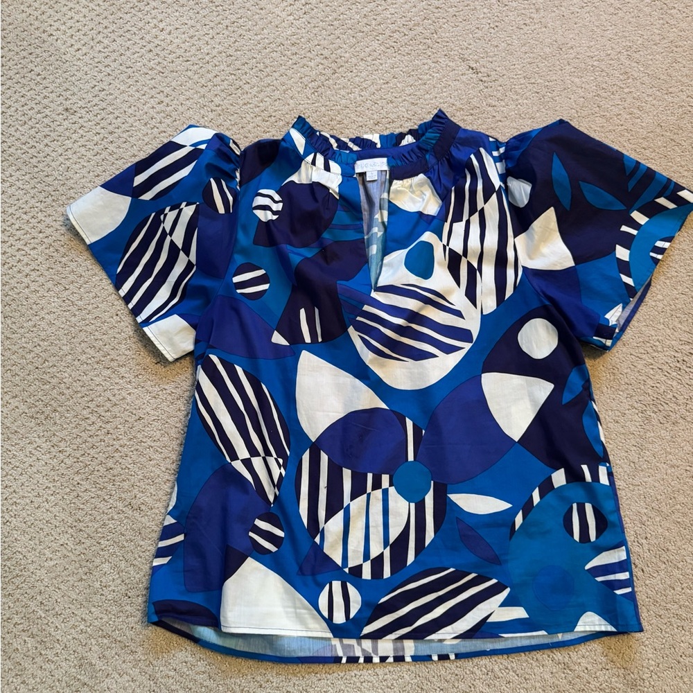 Sugarlips Blue and White Patterned Blouse